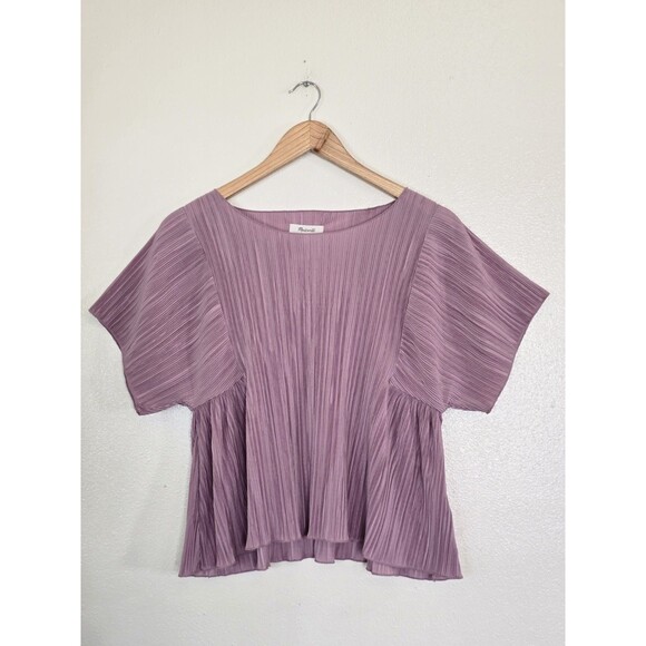 Madewell Micropleat Top Womens Size Small Pink Blush Flutter Sleeves - Picture 1 of 7